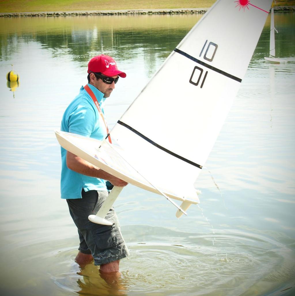 Scott Mitchell Preparing to Launch his RC Laser © Cliff Bromiley